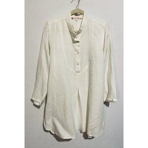 South Street Linen Top Womens M/L ivory White French Tunic Minimialist Lagenlook